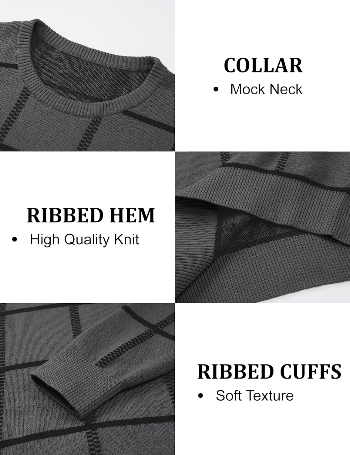 MAGCOMSEN Men's Crewneck Sweaters Cotton Lightweight Plaid Pullover Sweater Warm Casual Fall Winter Sweatshirts - Image 5