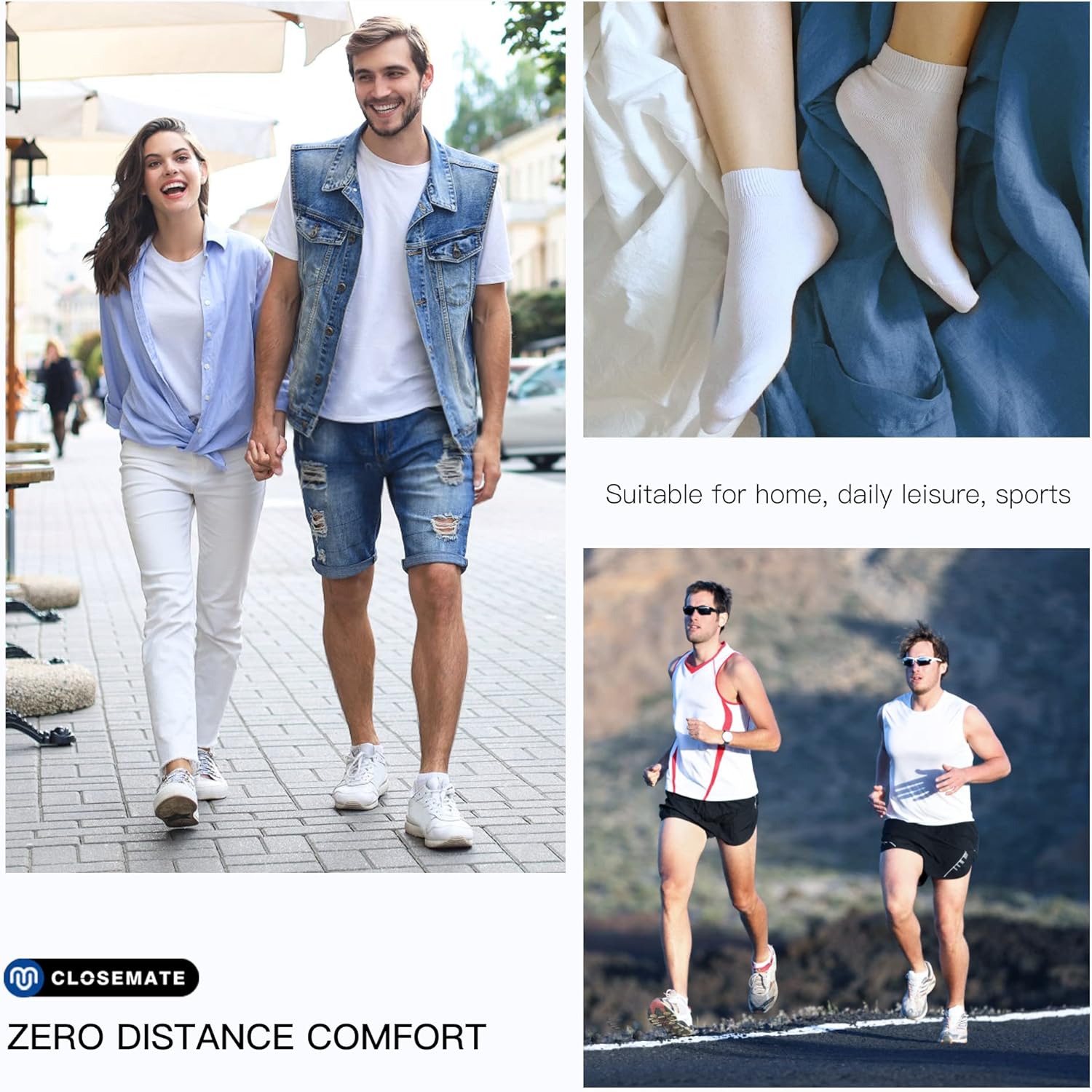 CLOSEMATE 5/10 Pairs Ankle Socks for Men Women Cotton Comfortable Non Slip Low Cut for Casual - Image 2