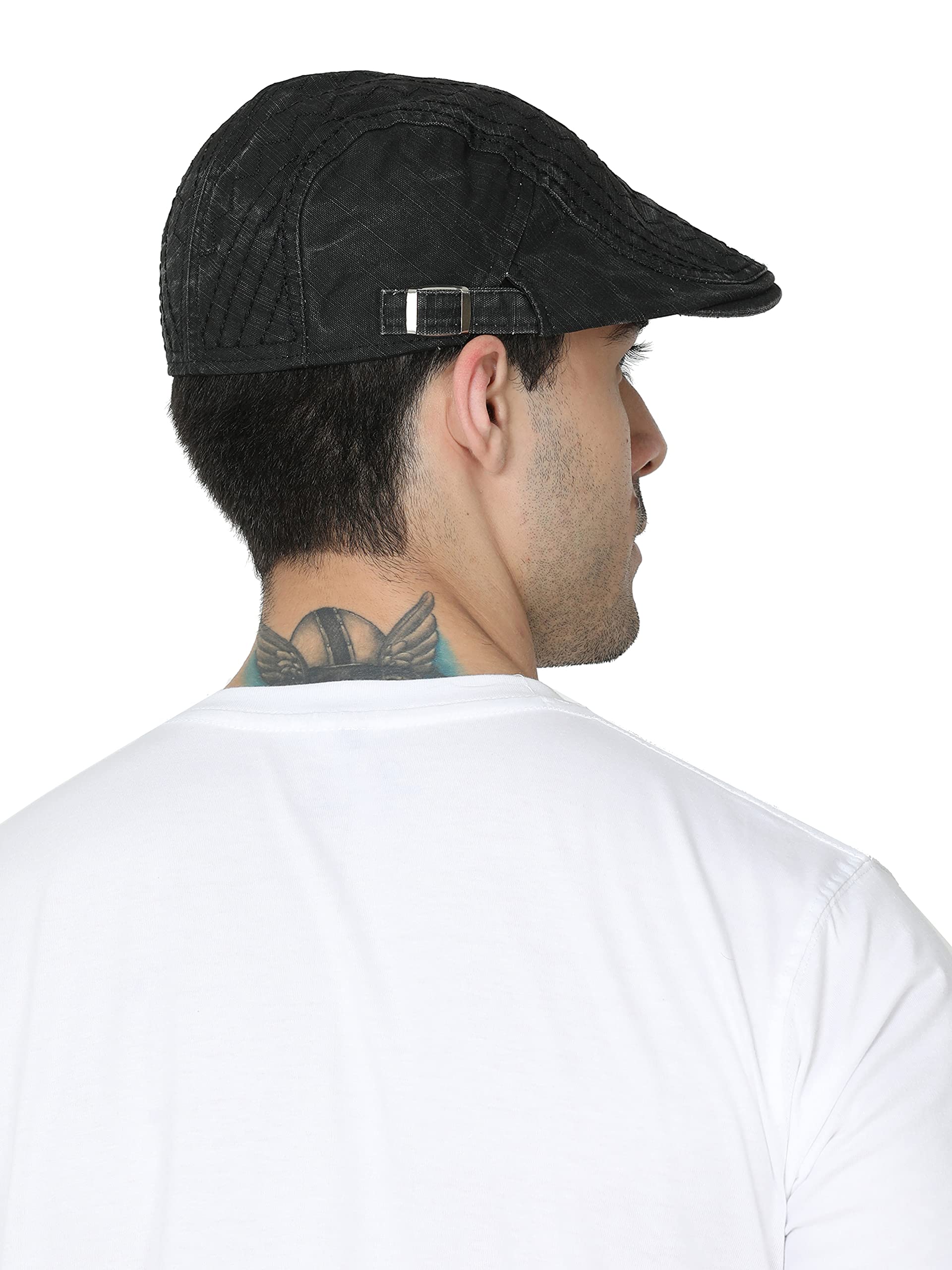 FabSeasons Unisex Washed/Faded Cotton Flat Golf Caps/Hats for Men & Women Black 1