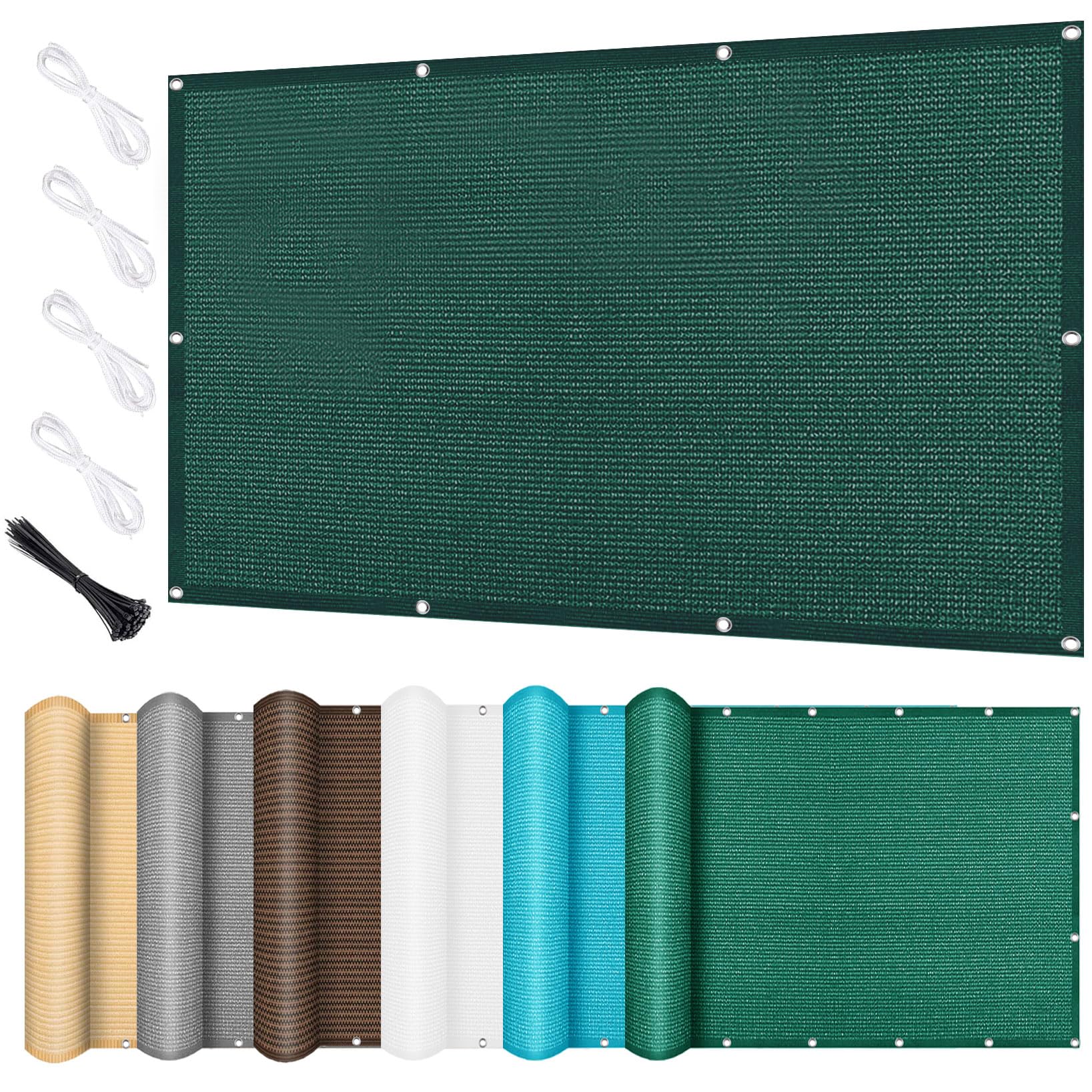 Voile d'ombrage rectangulaire vert foncé, protection UV et toile perméable extérieur