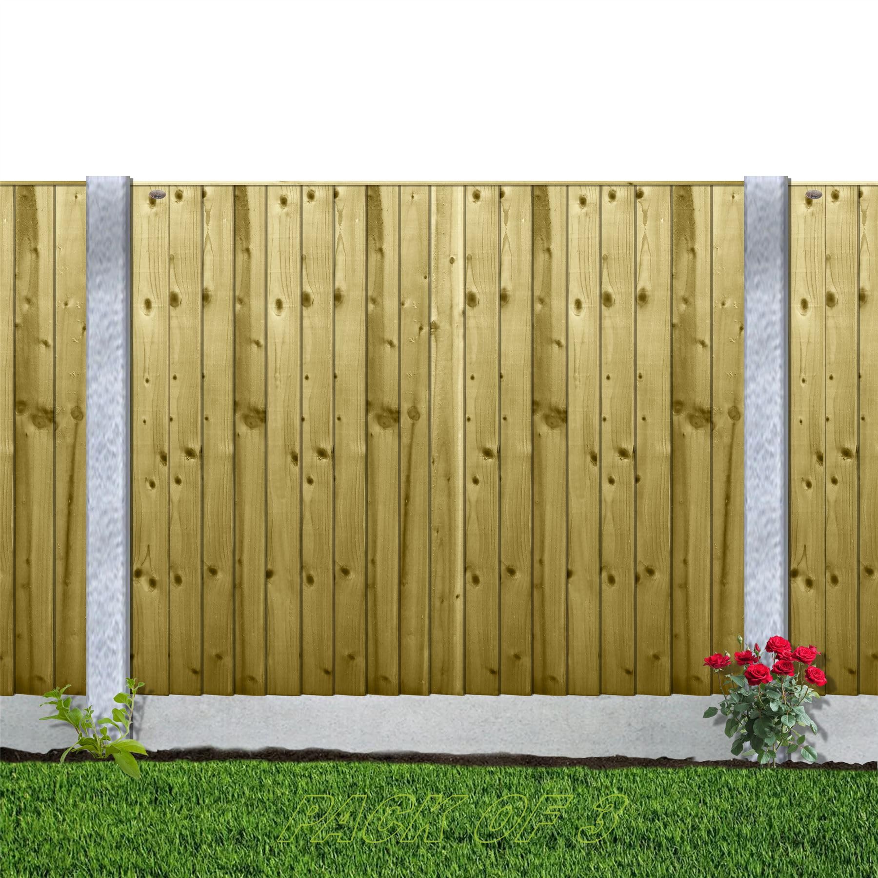 Flat Top Feather Edge Fence Panel, 6ft x 5ft (3 Pack) Semi-Braced Wooden Topper Extension | Heavy Duty Treated Closeboard Fencing, Ideal for Any Garden Perimeter (Wide: 182cm x High: 150cm)