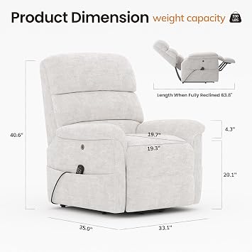 COLAMY Eleva Power Lift Recliner Chair with USB & Type-C Charge, Dual Motors Adjustment Recliner with Padded Upholstered Seat and Armrest, Double Storage Pockets, Beige