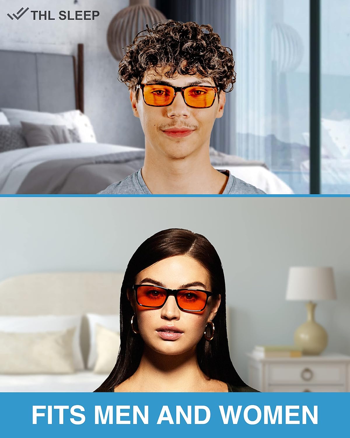 Amber Blue Light Blocking Glasses for Sleep - Computer Reading - Orange Blue Light Blocking Glasses - Orange Amber Glasses to Block Blue Light - Amber Blue Light Blockers Glasses Men & Women (+1.00)