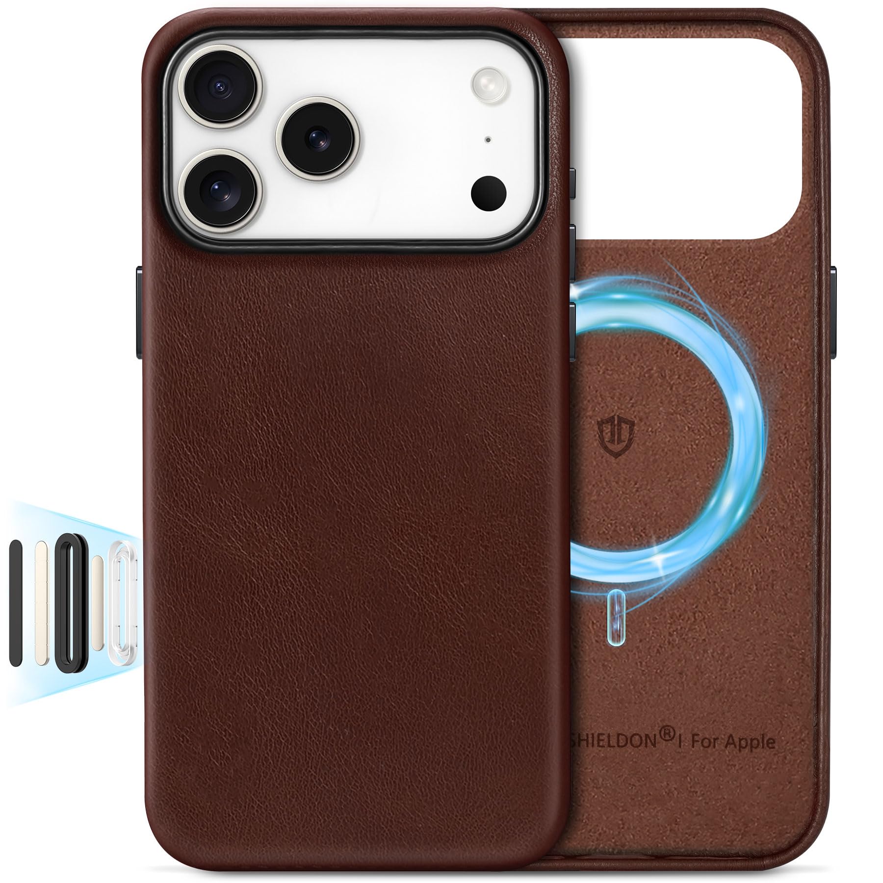 Coque iPhone 17 Pro Max cuir magnétique Shieldon avec commande caméra - 7