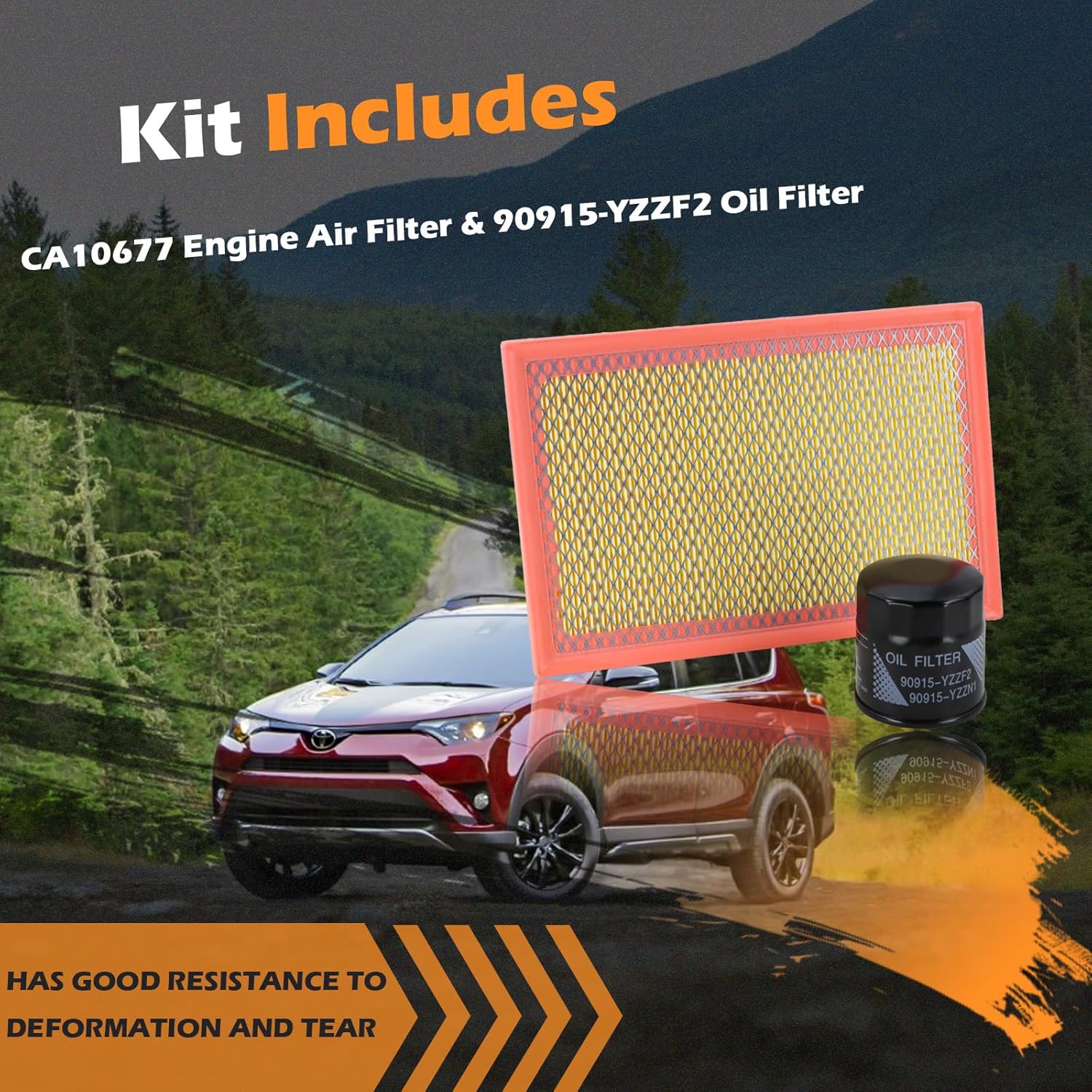 Kefly CA10677 Engine Air Filter & 90915-YZZF2 Oil Filter Fit for 2013-2018 Toyota Rav4 2.5L Gas, 2012-2017 Camry Hybrid, 2010-2012 Lexus HS250h