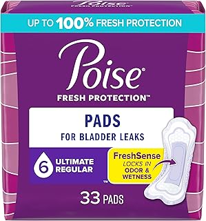 Incontinence Pads & Postpartum Incontinence Pads, 6 Drop Ultimate Absorbency, Regular Length, 33 Count, Packaging May Vary