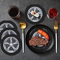 Vista 4 de Henoyso 100 servilletas para neumáticos de automóvil, servilletas de fiesta de cumpleaños de coche de carreras, suministros desechables, tema