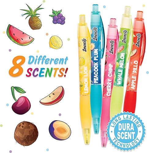 Lápices mecánicos perfumados gourmet patentados, 8 unidades, punta media (0.028 in) (zoológico de fruta)