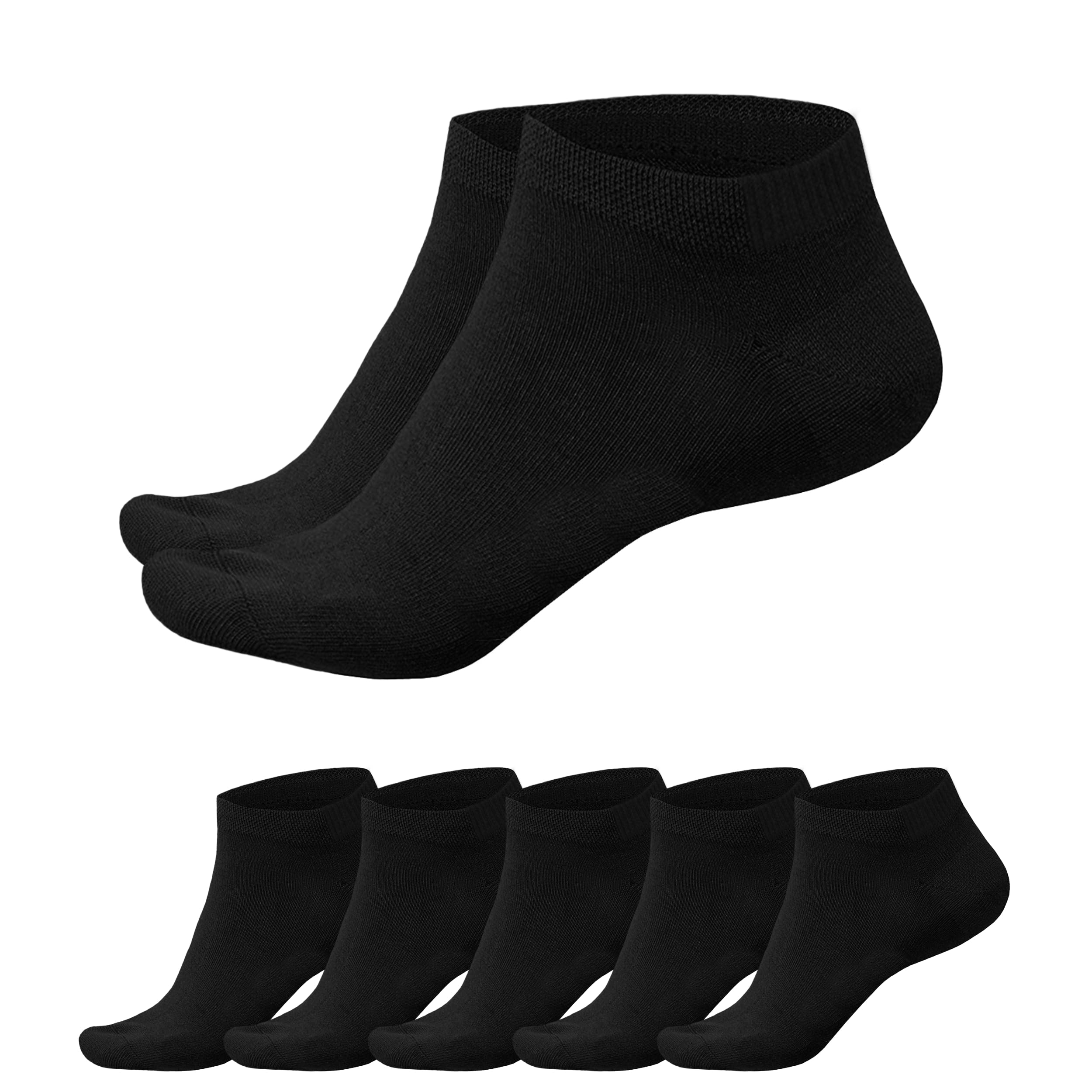 SGS Komfort Bambus Sneaker Socken Herren Damen - Weiche Pique Bund Bambus Socken Schwarz Gegen Schweiß - Geruchskiller- 5er oder 10er Pack