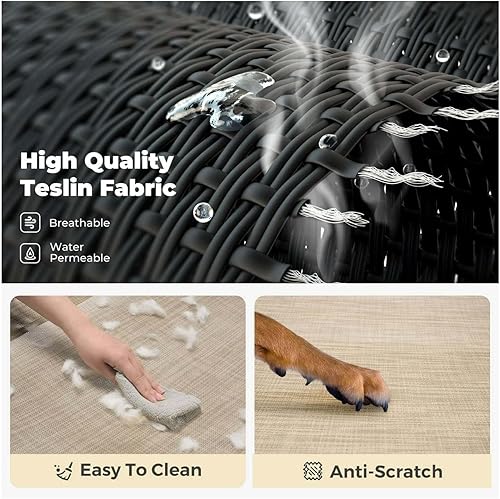 Miniatura 7 de Elevated Dog Bed, X-Large Cooling Cot for Large Dogs, Raised Pet Bed with Washable Mesh, Outdoor Indoor Use, Heavy Duty Steel Frame, Beige Coffee