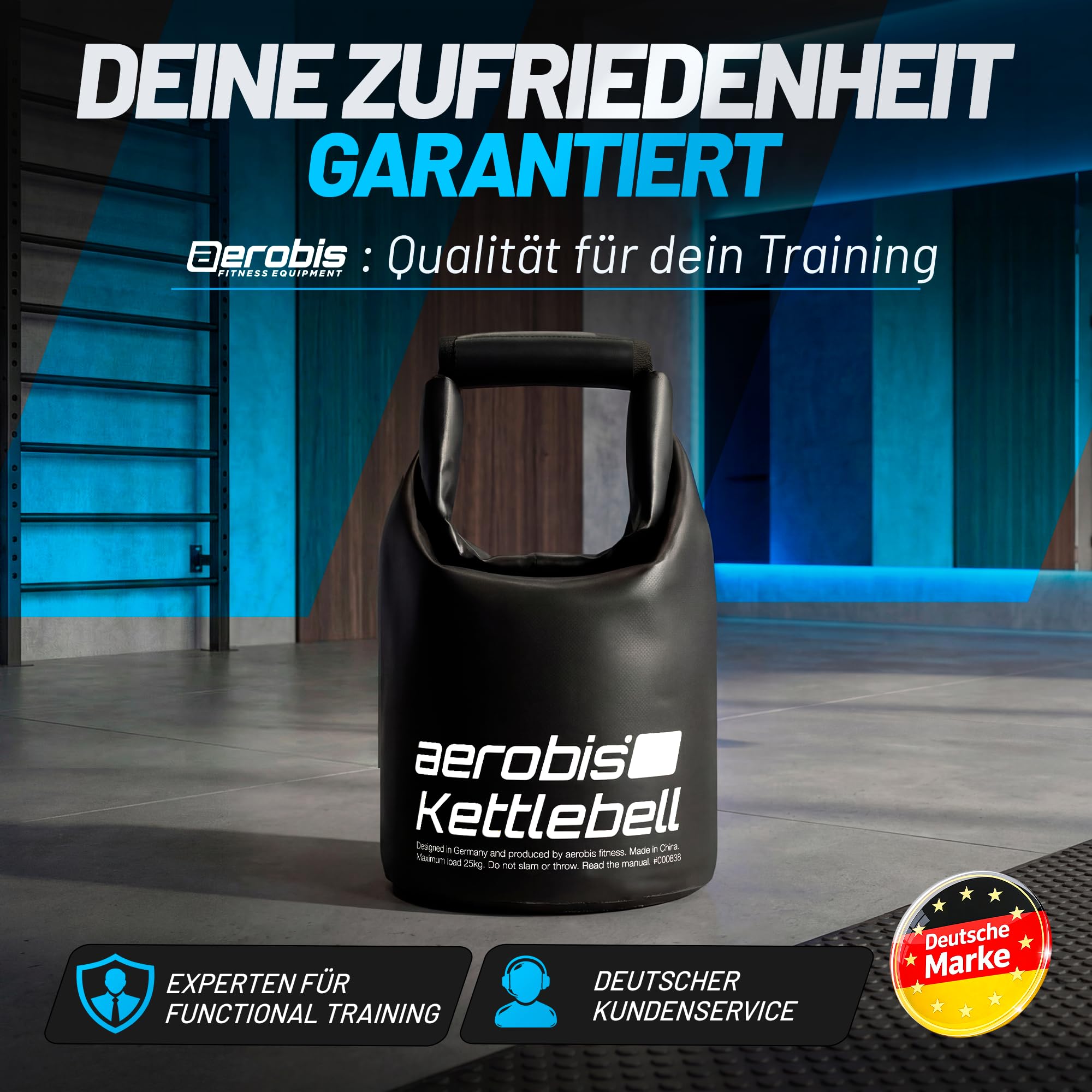 aerobis® Kettlebell verstellbar - 1 bis 25 kg individuell anpassbare Sand Kugelhantel - Platzsparend & Reisetauglich, strength training equipment, Kugelgewicht, Gewicht Kugel