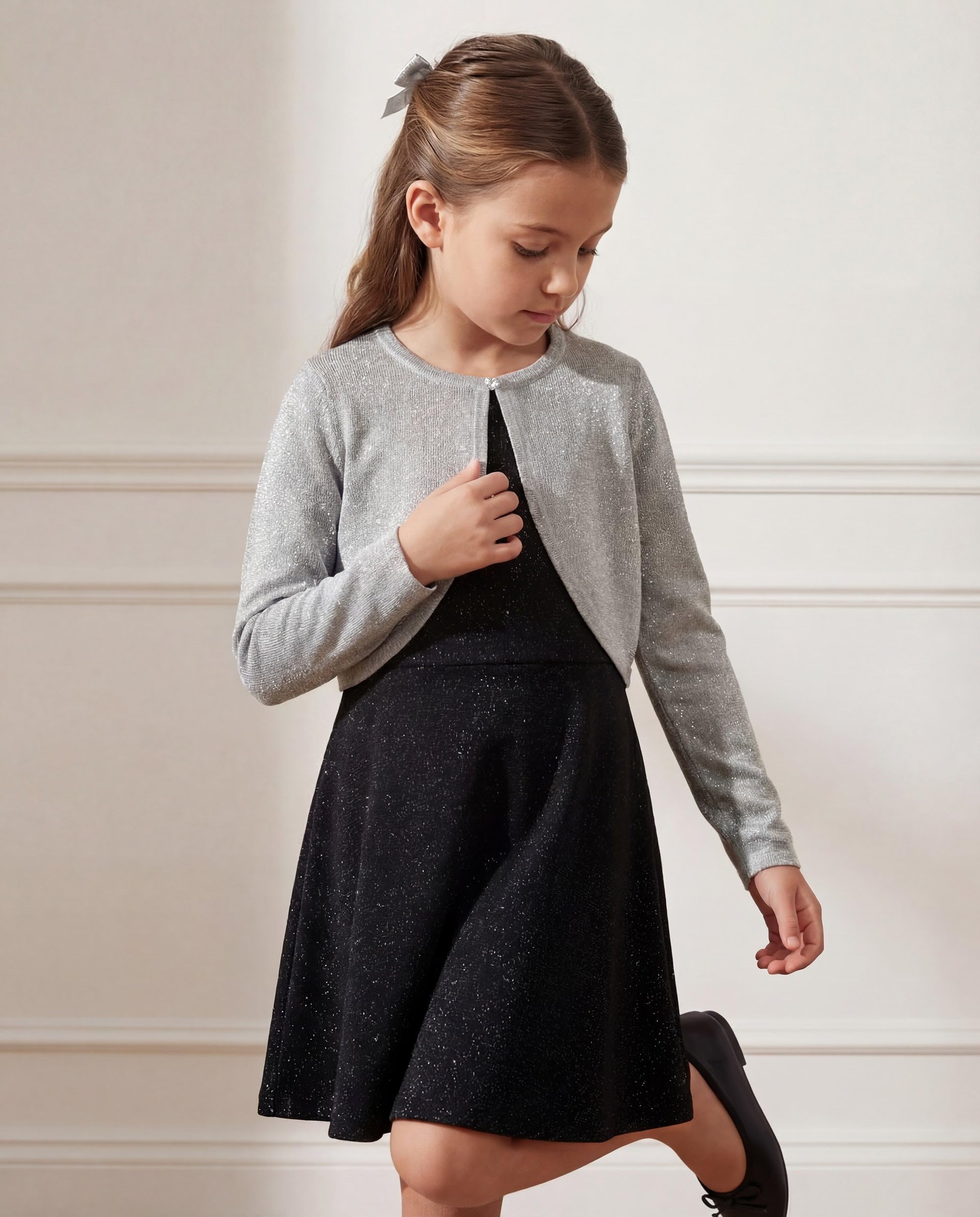 Bolerose Boléro Cardigan Scintillant à Manches Longues pour Fille Enfant