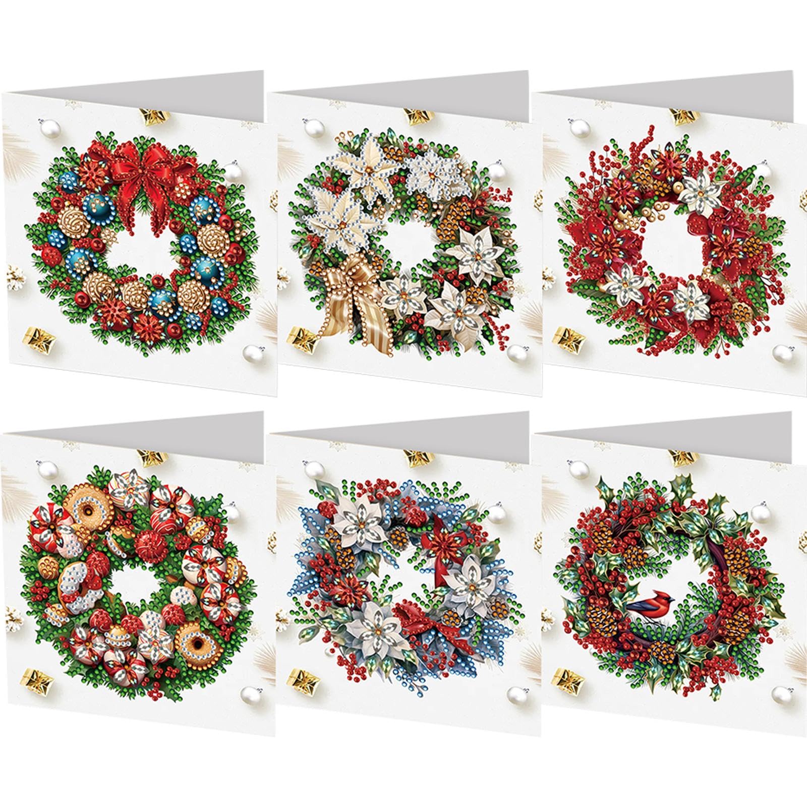 Fiorky D 5 Diamon Painting Greeting Cards, 6Pcs Christmas Series Iy Iamon Painting Car Rhinestone Painting Car Kit Iamon Daily Wish Car For Family Friends Gift For Holiday, Birthday
