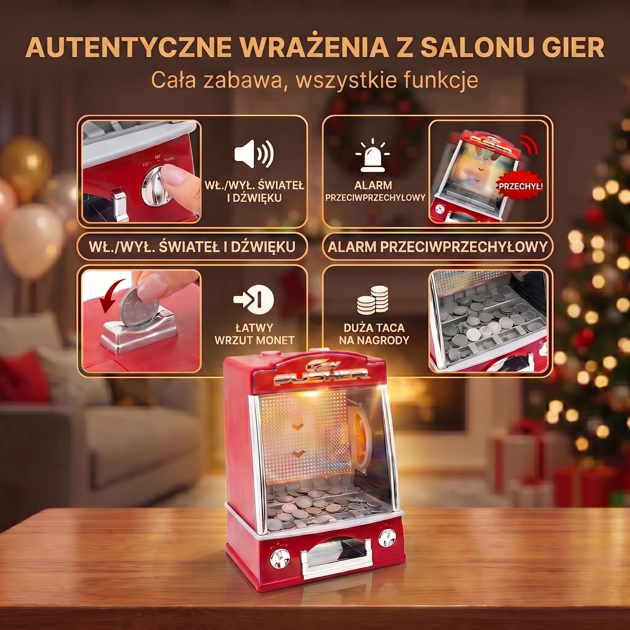 Automat do gry Coin Pusher; Automat do gry z efektami dźwiękowymi i świetlnymi kasyna