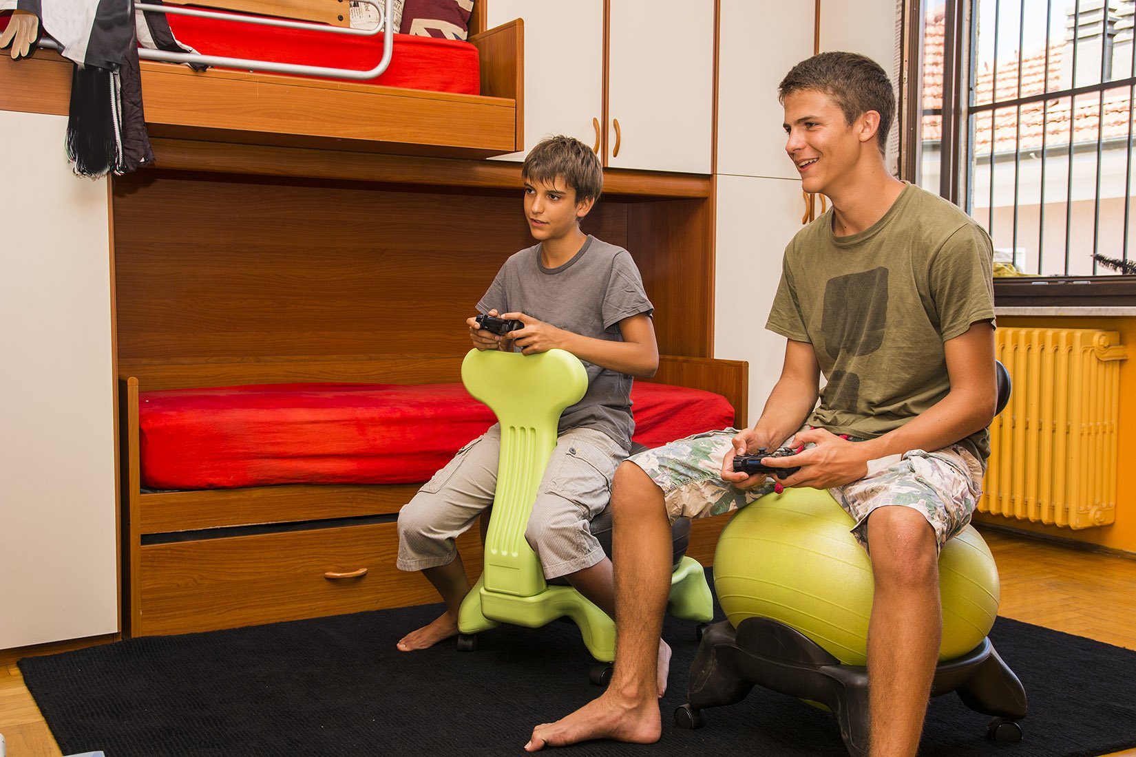 orange - chaise ergonomique avec ballon d'exercise