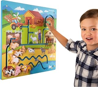 Wall Toys for Toddlers – On The Farm Wall Activity Play Panel - Busy Board Sensory Wall for Fine Motor Skills Hand-Eye Coordination - Mounted Wall Decor for Kids Rooms or Doctors,& Waiting Areas