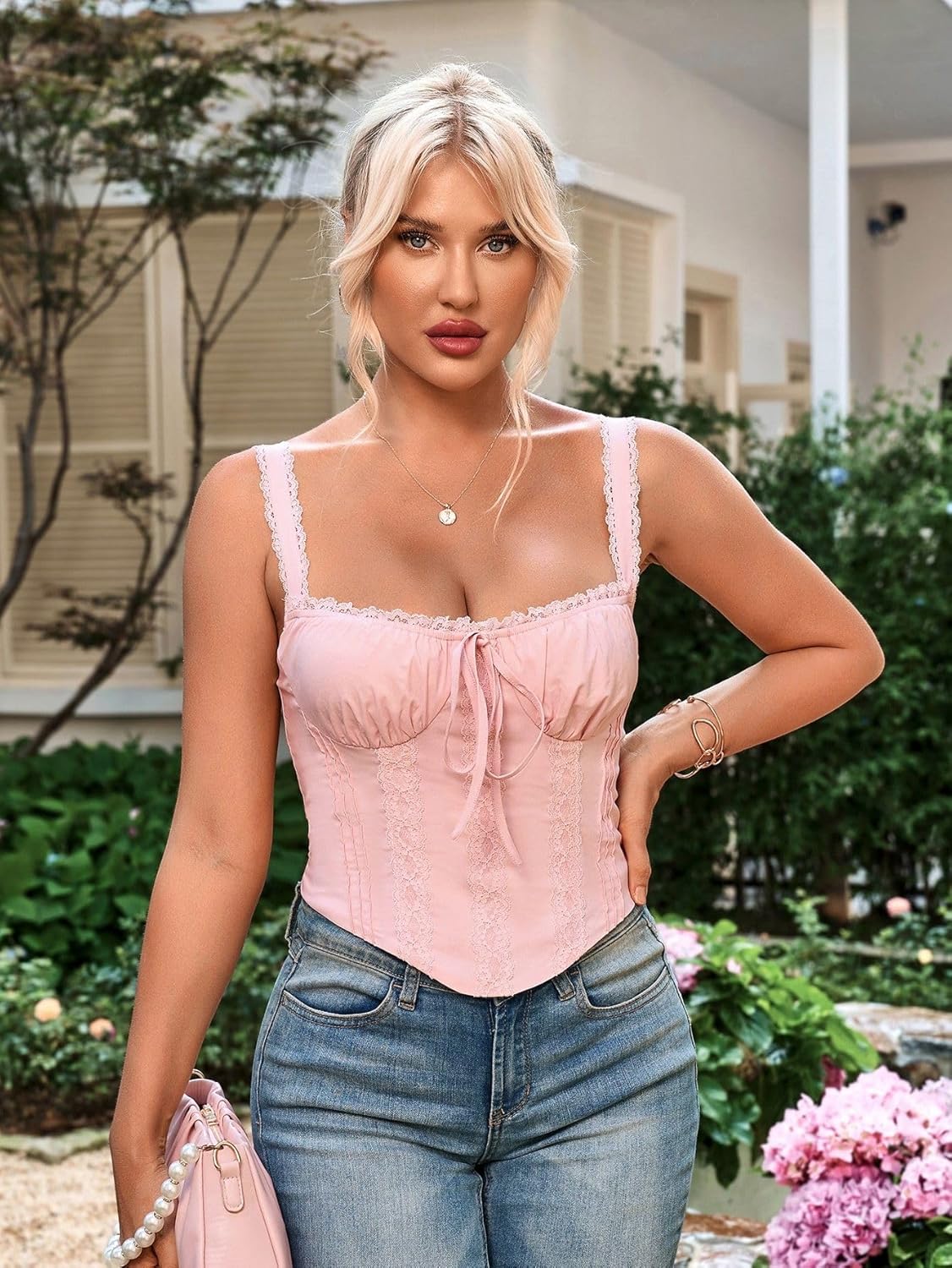 KUTUMAI Lace Corset Top Y2K Cute Square Neck Bustier Going Out Tank Crop Tops for Women Trendy Summer - Image 2