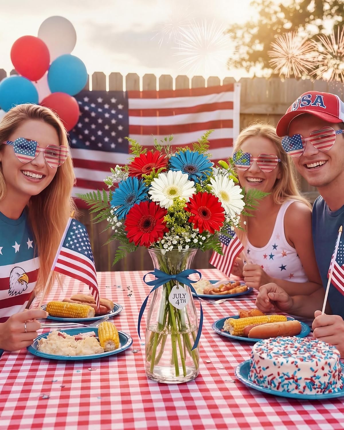 24 Pack 250th Anniversary Heart Sunglasses 4th of July Sunglasses Bulk Red White Blue USA Flag Eyeglasses Costume Accessories Outfit for Parade Throws Party Supplies
