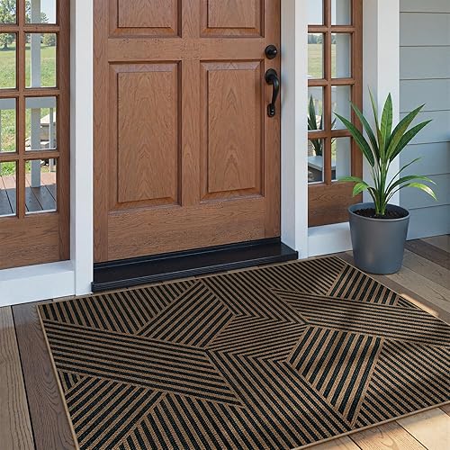 Vista 136 de Lahome Alfombra moderna de yute, de 2 x 8 pies, lavable, para entrada, granja, cocina, antideslizante, para interiores y exteriores, alfombra