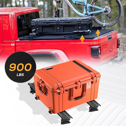 Vista 27 de Bastidores ajustables de 14.6 a 17.4 pulgadas de altura para caja de camioneta con 2 luces LED compatibles con Tacoma/Tundra/Silverado 1500/Sierra