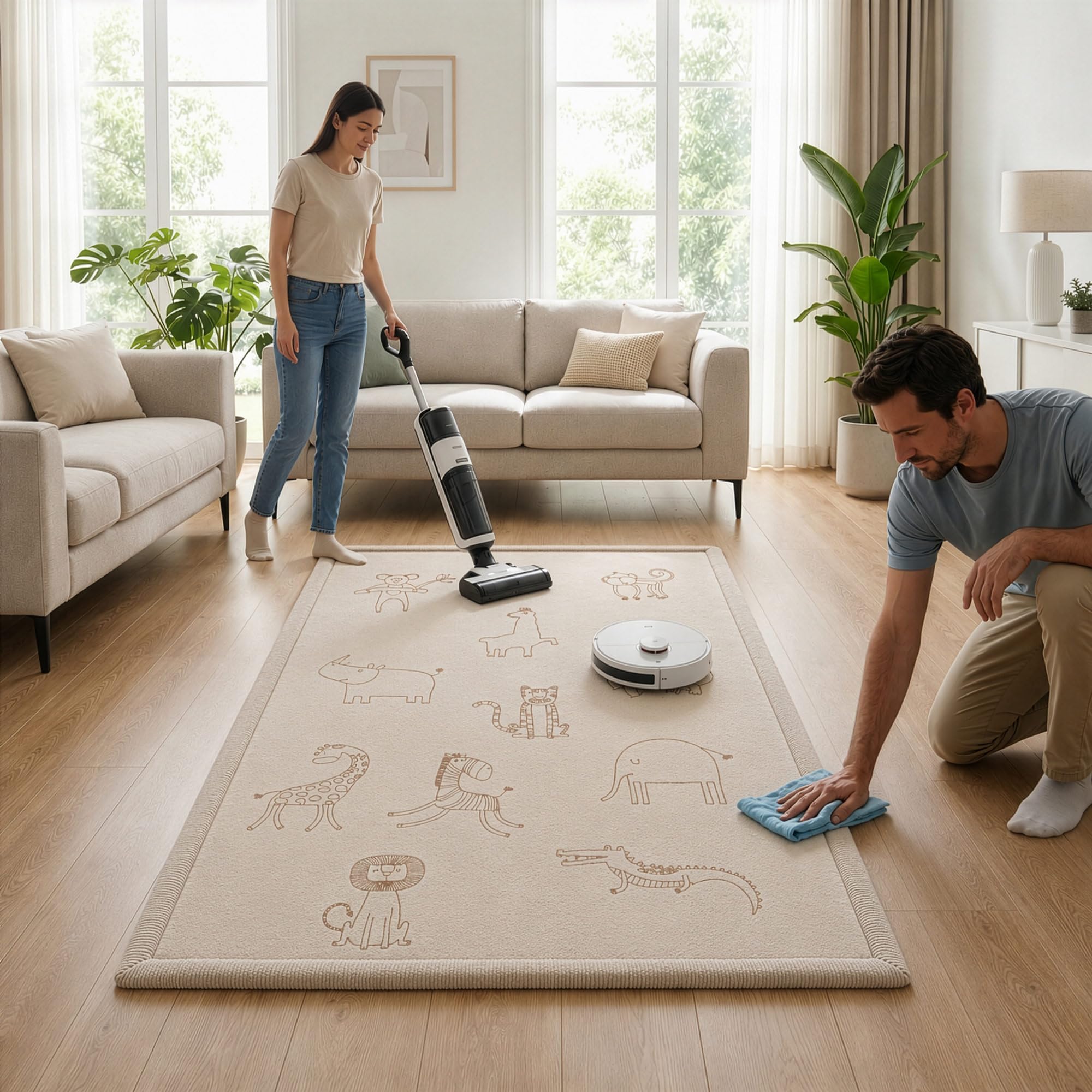 Sanosoft® Krabbelteppich für Babys – Samtweiche & Kuschelige Spielmatte – rutschfest, Schadstoffgeprüft & Öko-Tex zertifizierte Krabbelmatte (Motiv Afrika, 120x170cm)