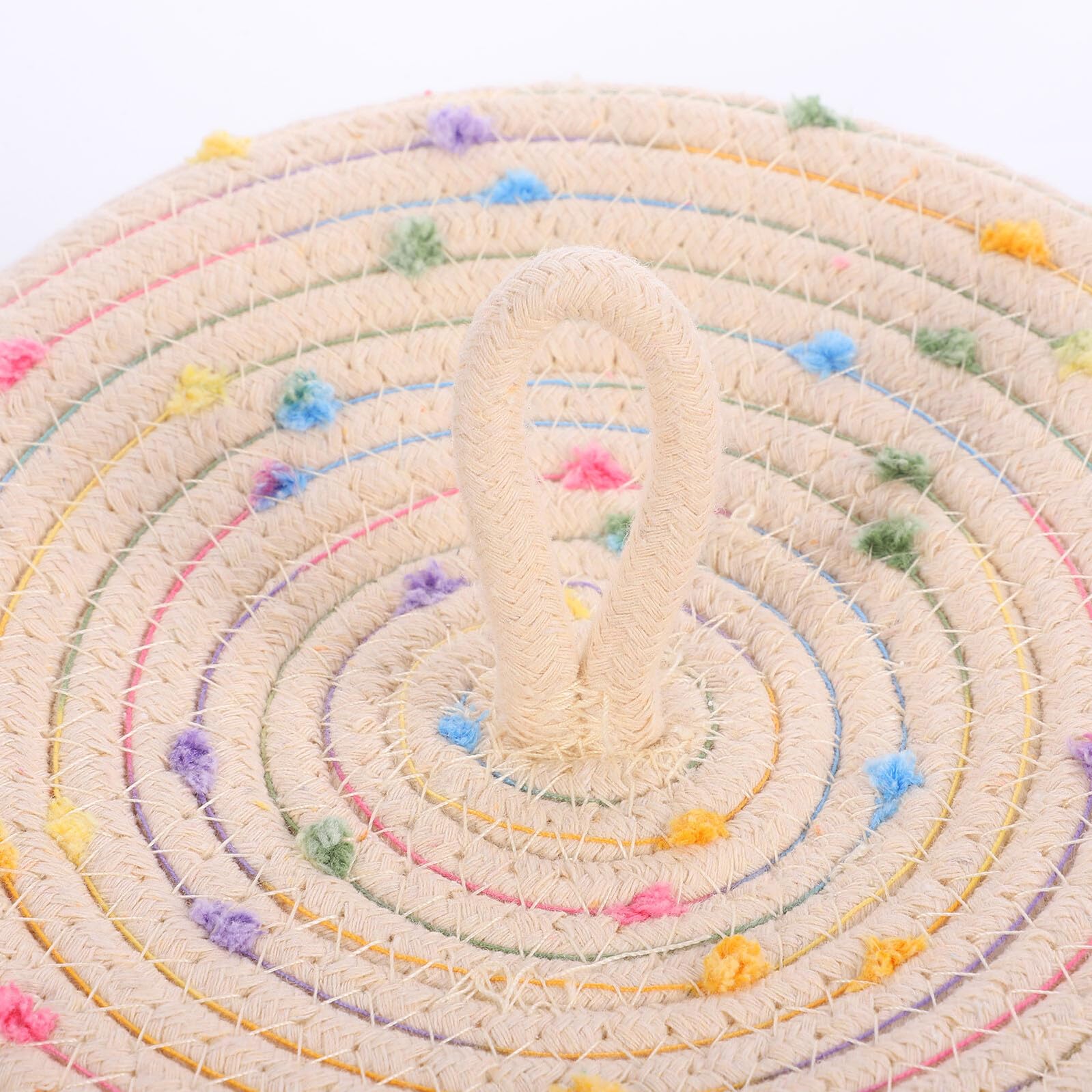 ERINGOGO Set 2 Cesti Porta Giocattoli Intrecciati in Corda di Cotone Coperchio, Contenitori Porta Snack e Organizer Semplice per Casa e Scrivania