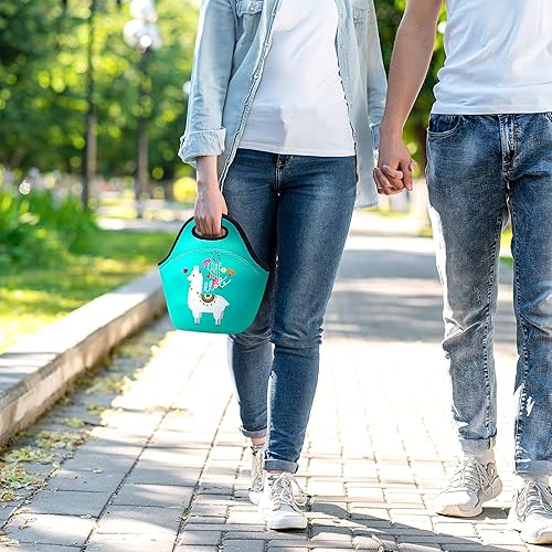 Miniatura 7 de YOUBDM Bolsas de almuerzo de neopreno con aislamiento térmico, bolsa de almuerzo reutilizable, lavable, bolsa de picnic de neopreno para mujeres y