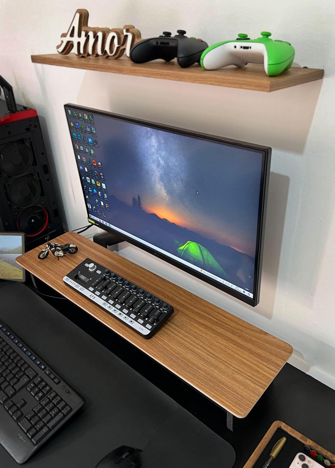 Suporte Monitor 85x22Cm Stand Desk Com Prateleira