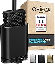 Abeloya Toilet Brush Black Silicone Toilet Brush with Ventilation Stainless Steel Removable Drip Tray Only 6 cm Wide Optional Wall Mounting in the Bathroom