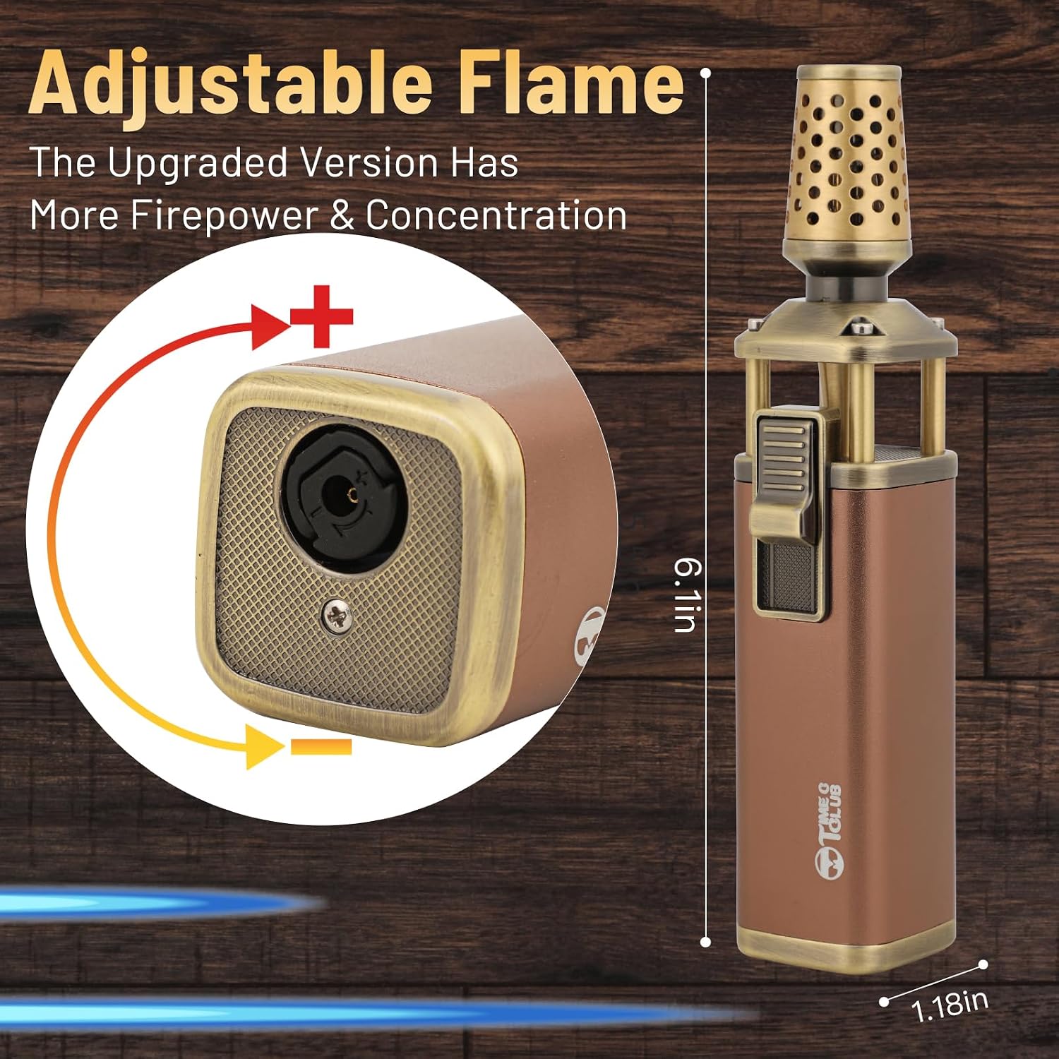 Windproof Metal Blow Torch Lighter, Professional Kitchen Butane Torch with Safety Lock & Adjustable Flame, Refillable Culinary Torch for Creme Brulee BBQ Crafts Soldering (Butane Not Included)