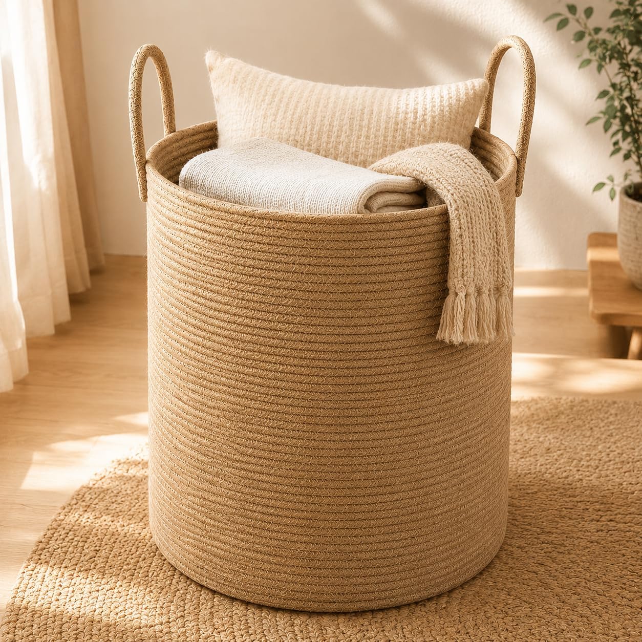 Jute Rope Laundry Hamper Basket