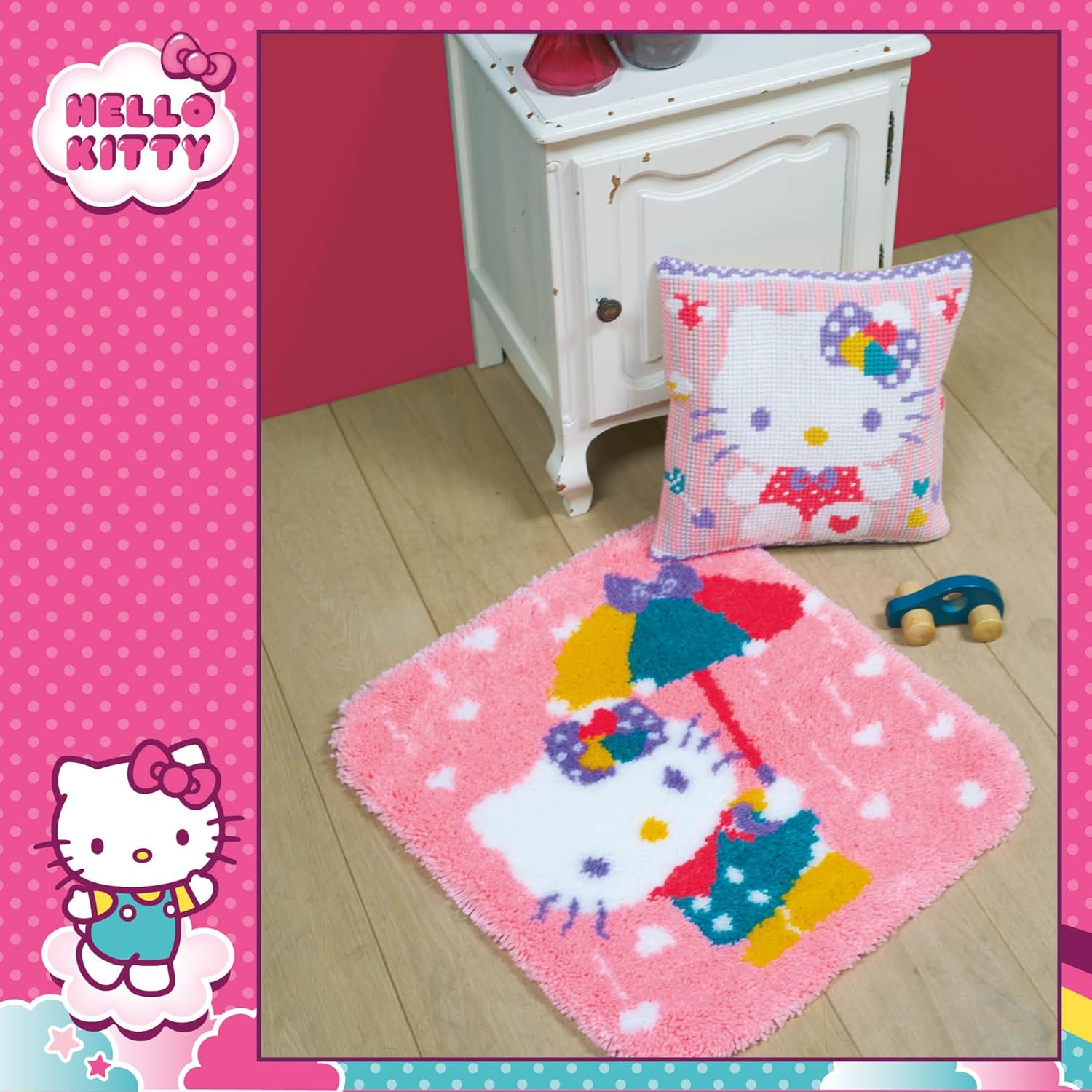 Vervaco Cross Stitch Cushion Kit: Hello Kitty: Pastel, 40 x 40cm, N