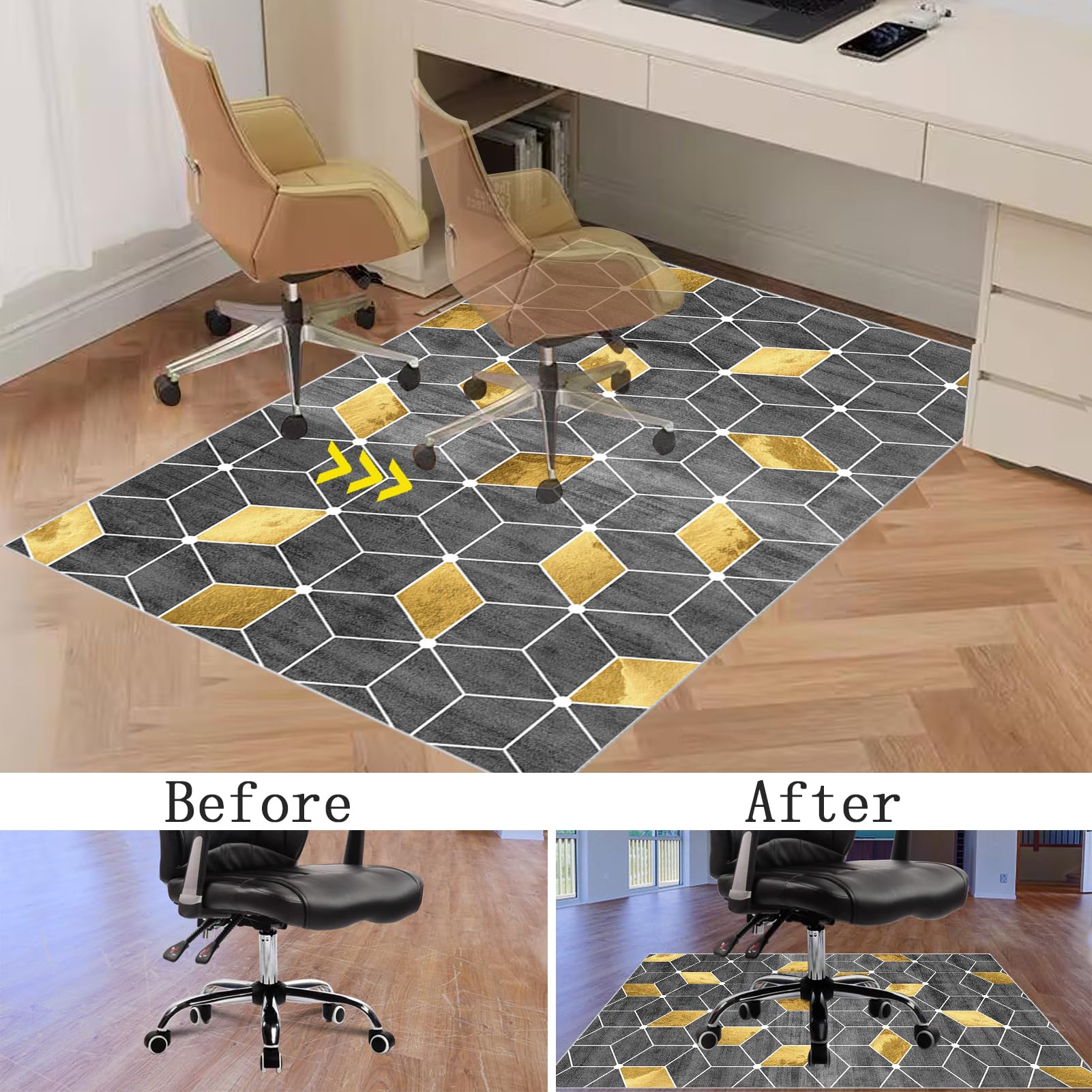 Tappetino Salvapavimento Antiscivolo, Tappeto per Sedia Ufficio per per Pavimenti in Legno Duro, Tappeto Gaming pavimento, Tappetini di Protezione per Pavimento per Parquet e Laminato 120 x 140 cm