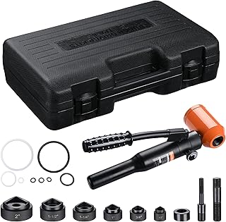 Yescom 8 Ton 1/2" to 2" Hydraulic Knockout Punch Set 6-Die Metal Hole Puncher Electrical Conduit Cutter KO Tool Kit