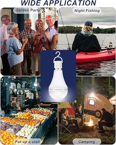 Miniatura 7 de Mudder Paquete de 12 bombillas recargables de emergencia LED para batería de reserva para cortes de energía, campamento, exteriores, huracán, 15 W,