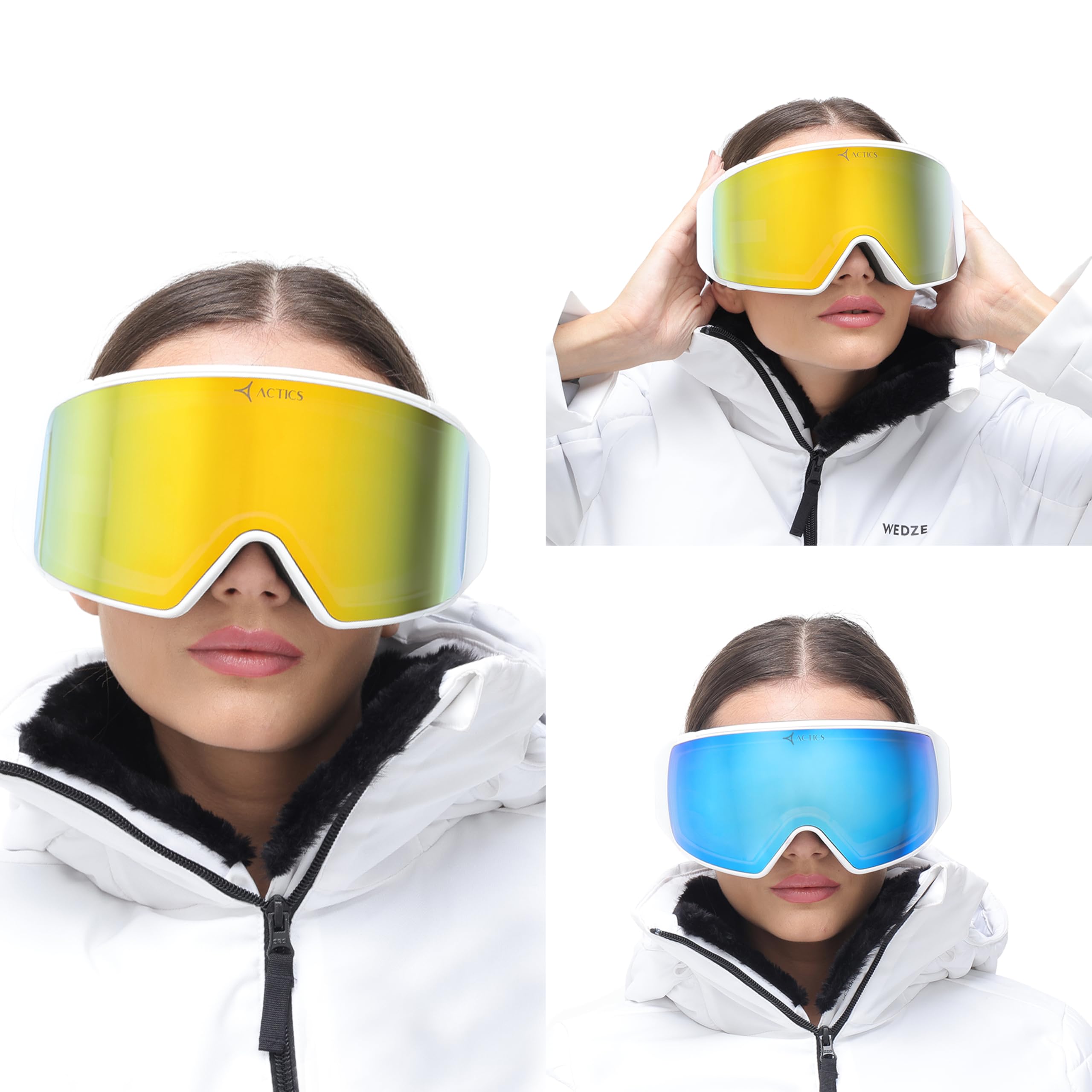 Eagle 2 - Maschera da sci Pro-Level, con potente lente magnetica intercambiabile, protezione UV400 al 100%, per uomini e donne, colore: bianco