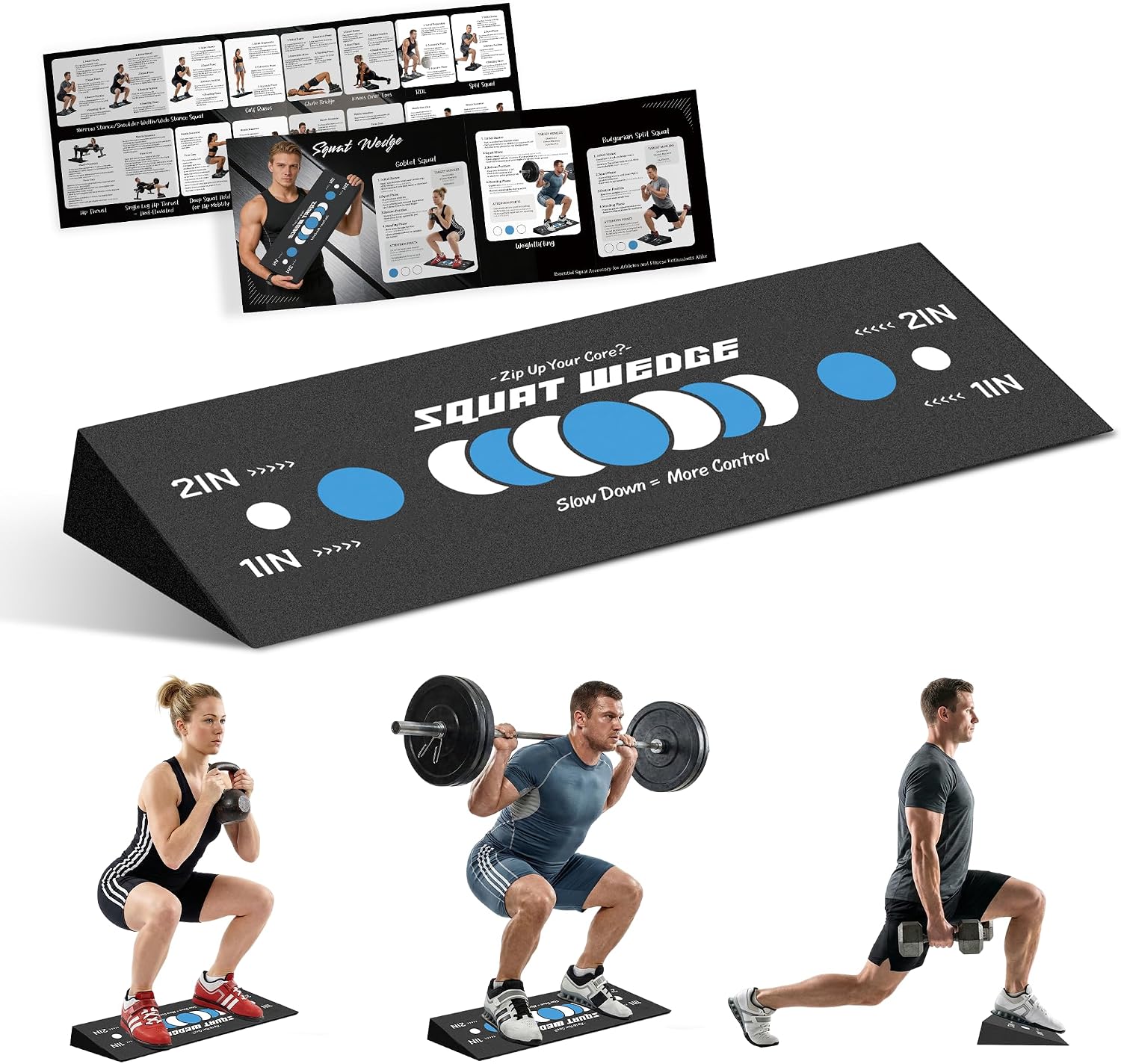 Squat Wedge Large for Deeper Squats: Heel Elevated Block for Mobility | Improve Mobility & Glute Activation - Heavy-Duty Block with Instructions for Split Squats ATG Home & Gym Lower Body Workout