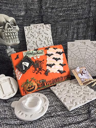 Miniatura 5 de Katy Sue Molde de silicona de arañas y tela para decoración de pasteles y manualidades - Tamaño web: 116 x 107 x 5 mm / 4.57 x 4.21 x 0.2" Tamaño de