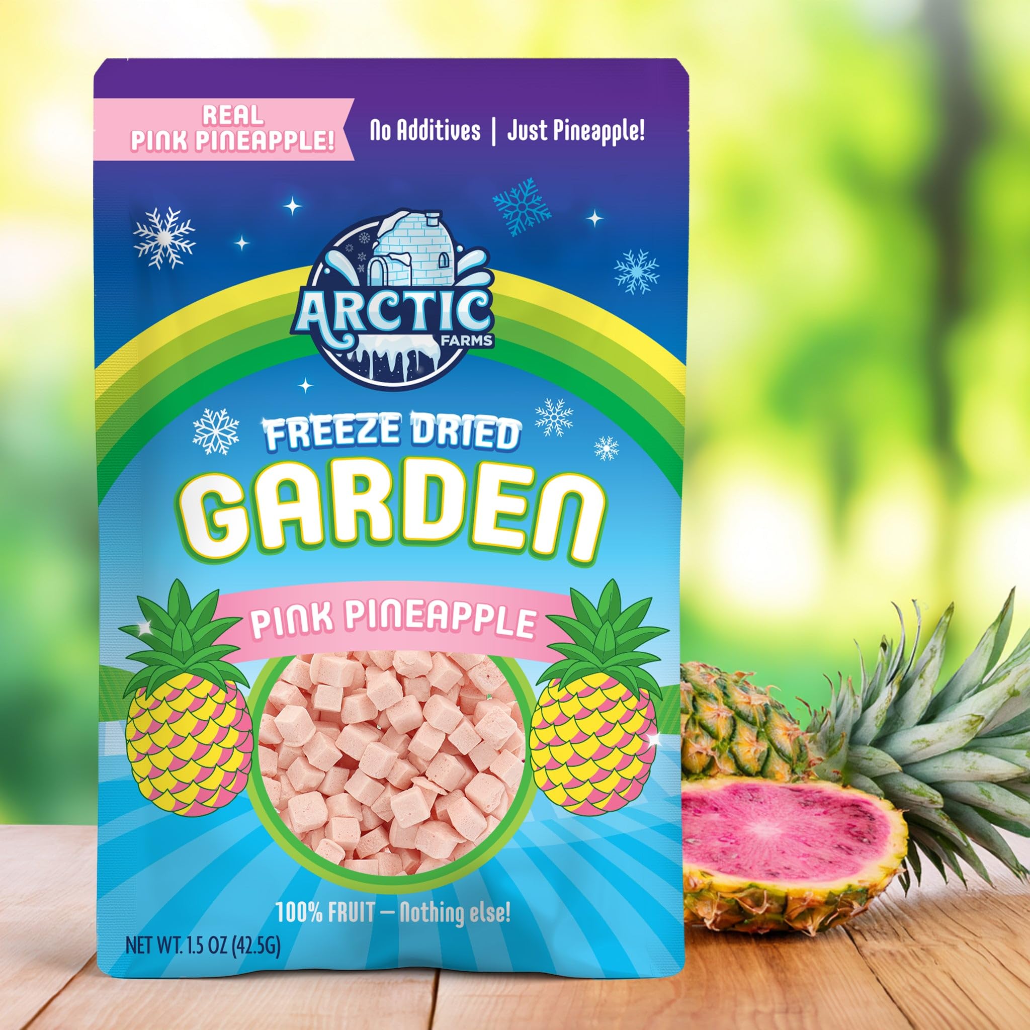 Arctic Farms Freeze Dried Garden Pink Pineapple, 100% Real Fruit (Large Bag)