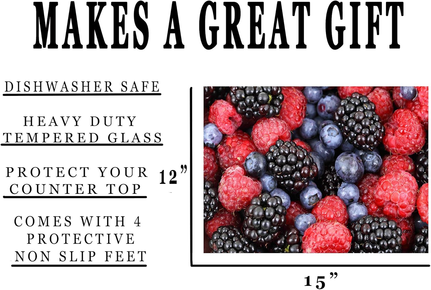 Top Rated Mixed Berries Kitchen Glass Cutting Board Decorative Gift For Blueberries Raspberries Blackberries Mom Design Top Brands Mixed Berries Kitchen Glass Cutting Board Decorative Gift For Blueberries Raspberries Blackberries Mom Design