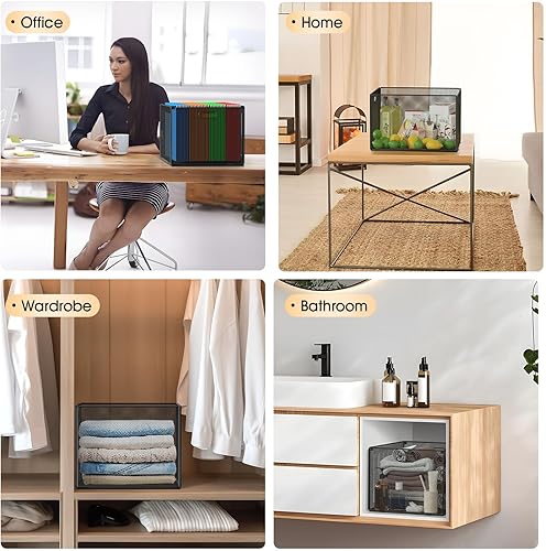 Miniatura 5 de MaxGear Caja organizadora de archivos colgantes, carpeta de archivo de malla para tamaño cartalegal, caja de archivos de metal con asas, cajas de