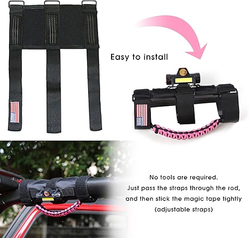 Miniatura 8 de Asas de agarre de barra de agarre con luz para Jeep Wrangler Accesorios TJ JK JL YJ Unlimited Rubicon Sahara 2 puertas 4 puertas Jeep Gladiator JT,