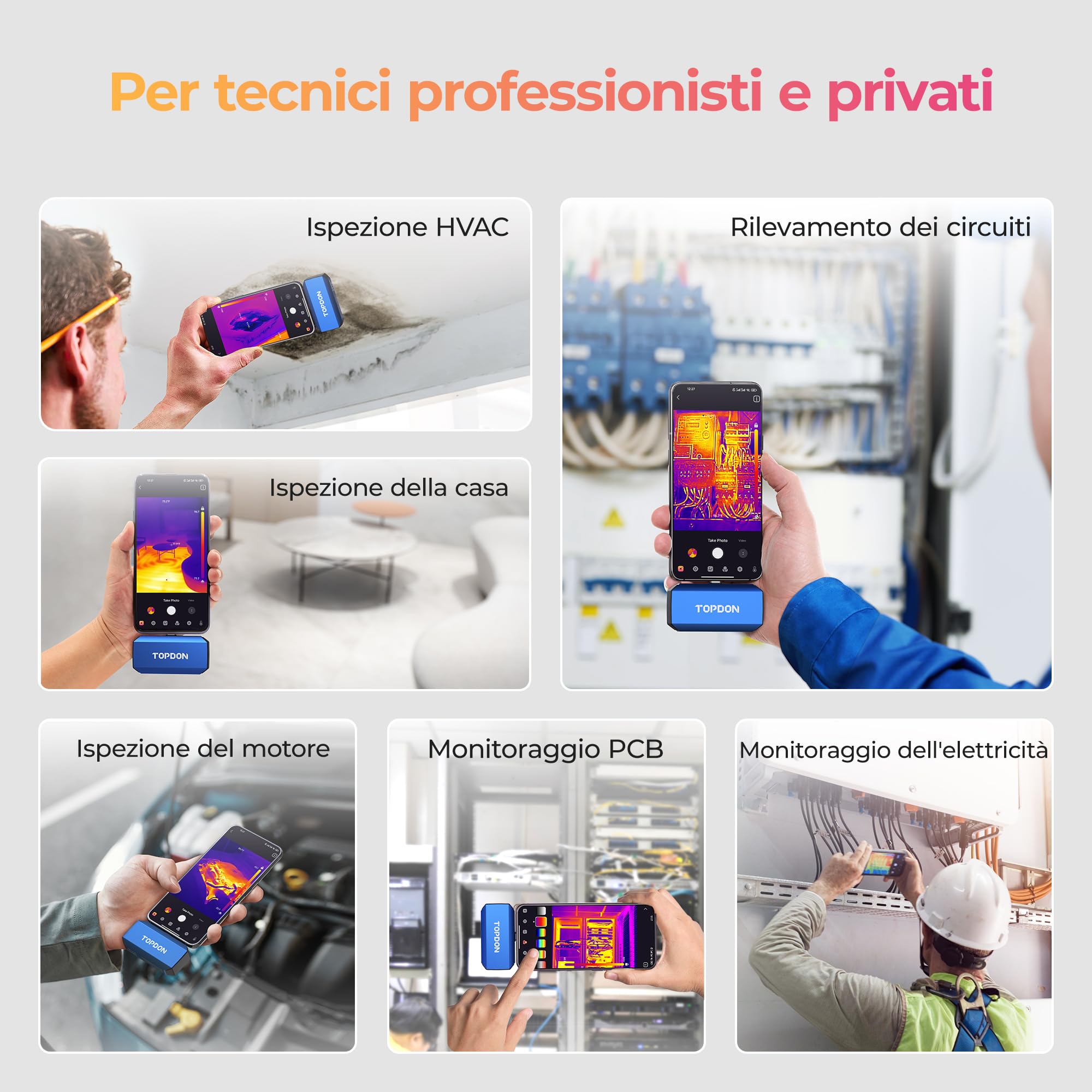 TOPDON TC001 Plus Termocamera Professionale per Android, 512x384 TISR Risoluzione con Cámara Visual, Telecamera Termica de Doble Lente, -20℃ a 550℃, Precisione 0.1℃, Frequenza di Aggiornamento 25Hz