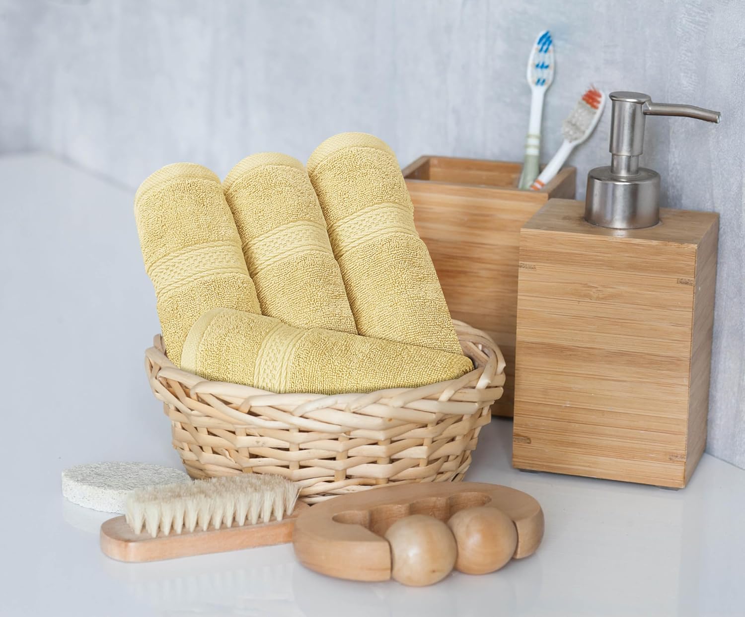 Utopia Towels 8-Piece Premium Towel Set, 2 Bath Towels, 2 Hand Towels, and 4 Wash Cloths, 600 GSM 100% Ring Spun Cotton Highly Absorbent Towels for Bathroom, Gym, Hotel, and Spa (Beige) - Image 7