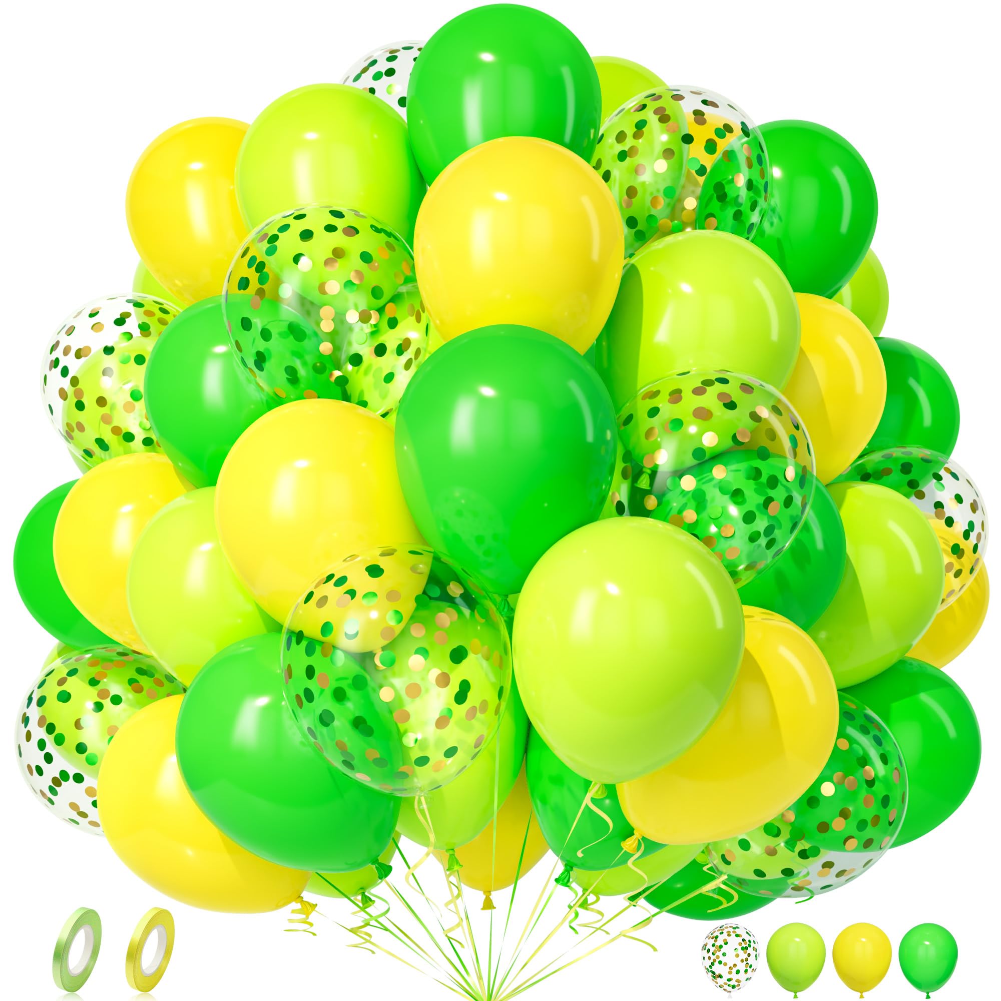 50 Palloncini Verde Giallo Con Coriandoli - Per Feste E Decorazioni - Foto 2