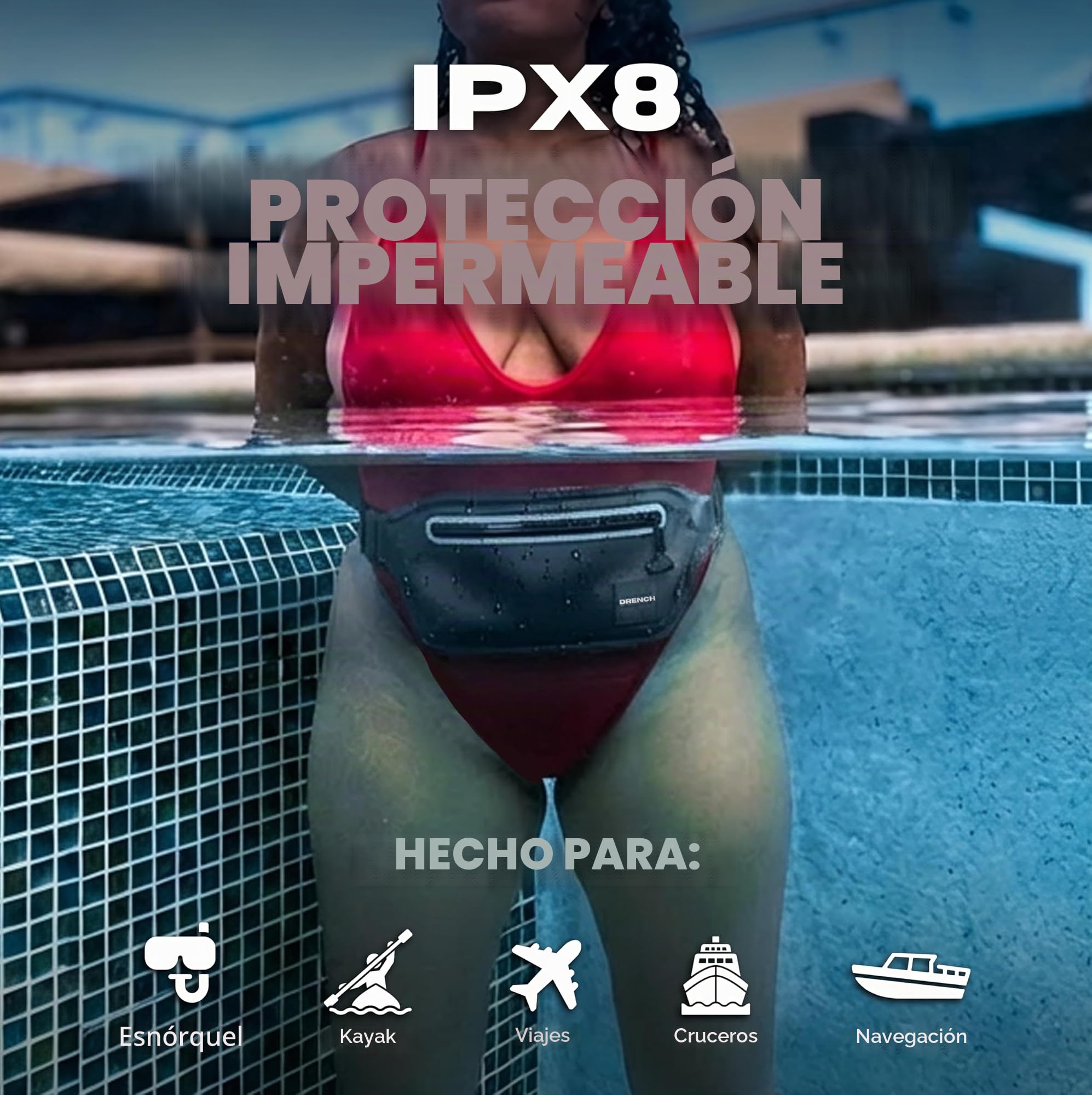 DRENCH 100% Underwater Waterproof Fanny Pack. Waist Pack. Submersible Waterproof Phone Pouch. Dry Bag for Swimming, Boating, SUP & Snorkelling. Underwater Phone case. Floating Belt Bag. Dry Bag Travel