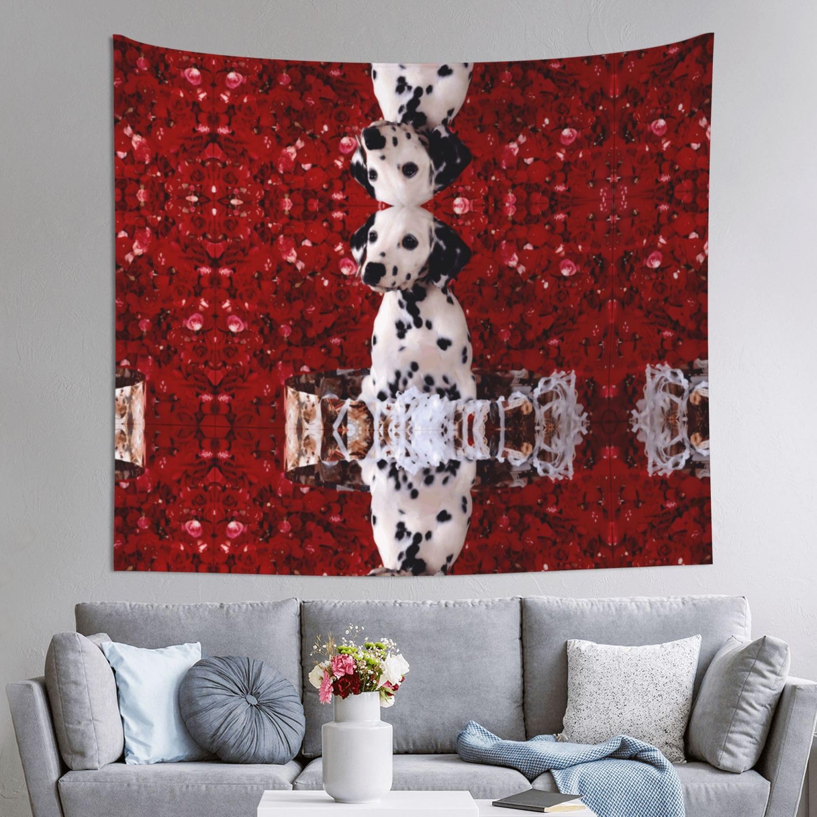 HLSBSSL 60x51in dalmatian puppy Printed Tapestry Tablecloth for Dormitory and Picnic Rooms - Multifunctional Fabric Hanging