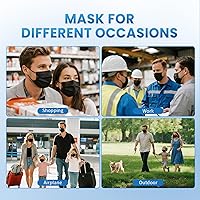 Vista 7 de Borje Cubrebocas desechables, 100 unidades, color negro, máscaras faciales de protección de 3 capas