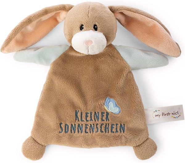 NICI Schmusetuch Hase Lopino „Kleiner Sonnenschein“ 20x17cm - braun - Kuscheltuch für Babys & Kleinkinder, Baby Kuscheltier Schnuffeltuch für Mädchen & Jungen - 62980 - 1