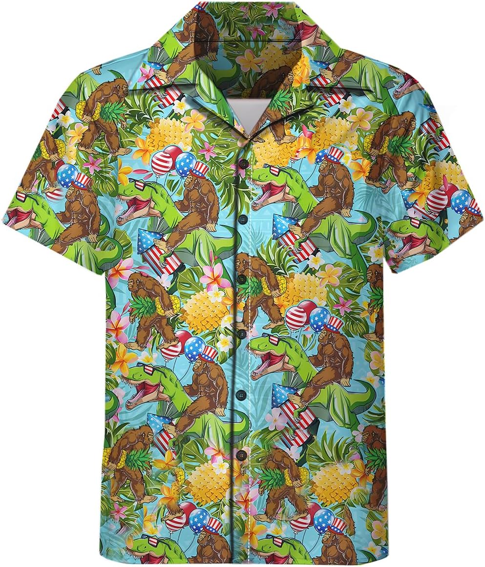 Mens Hawaiian Shirts and Shorts Set Funny Hawaiian Shirts for Men Beach Outfits Sets with Bucket Hats